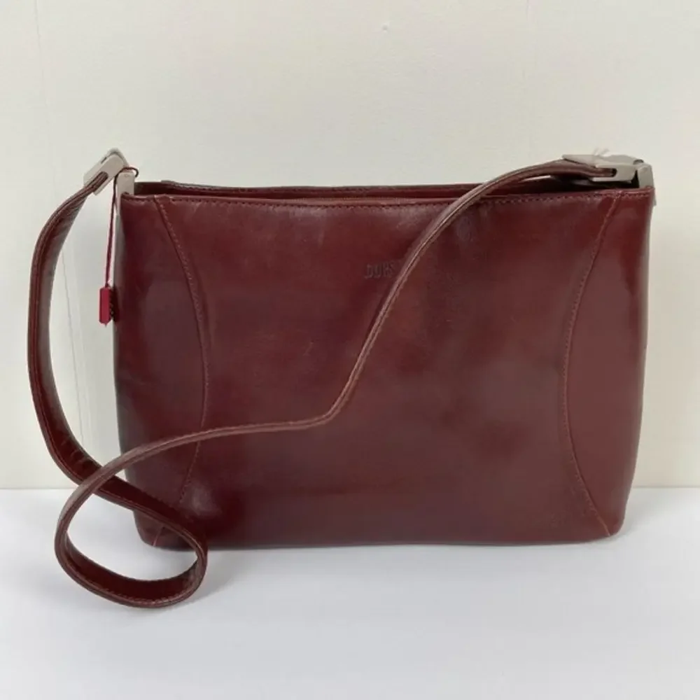 Dorsa Red Brown Leather‎ Shoulder Bag Purse 12 x 8